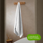 OLIVIA ROCCO Belmont Viscose Stripe White Towels 100% Cotton Hotel Quality Bath Towels - Joe’s Haven