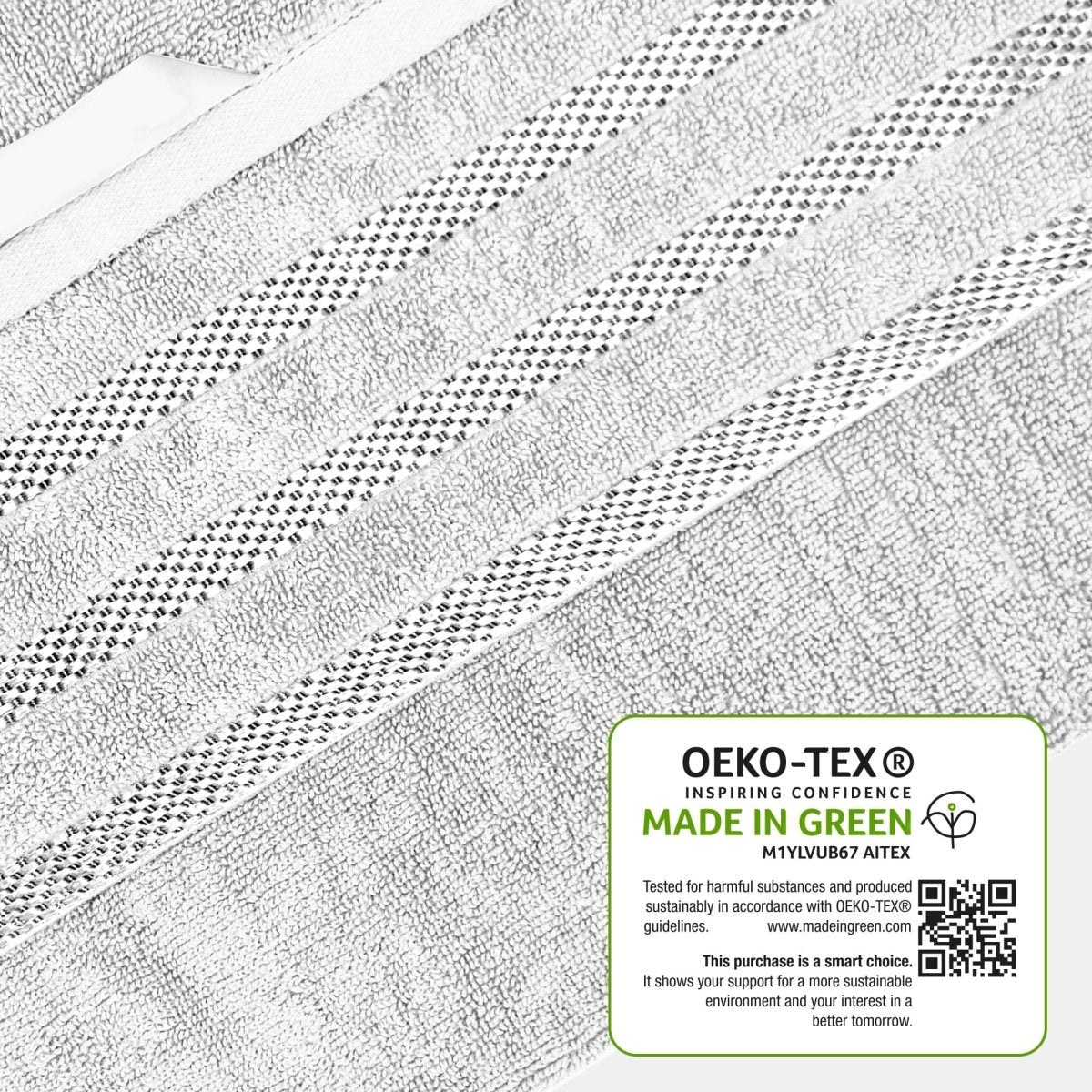 OLIVIA ROCCO Belmont Viscose Stripe White Towels 100% Cotton Hotel Quality Bath Towels - Joe’s Haven