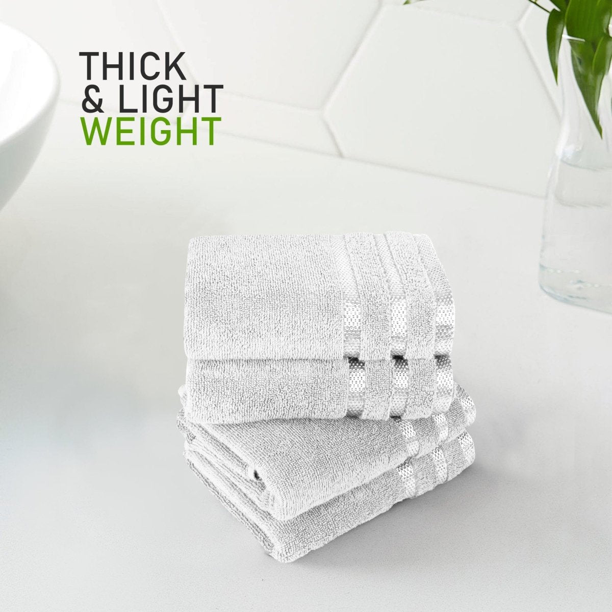 OLIVIA ROCCO Belmont Viscose Stripe White Towels 100% Cotton Hotel Quality Bath Towels - Joe’s Haven