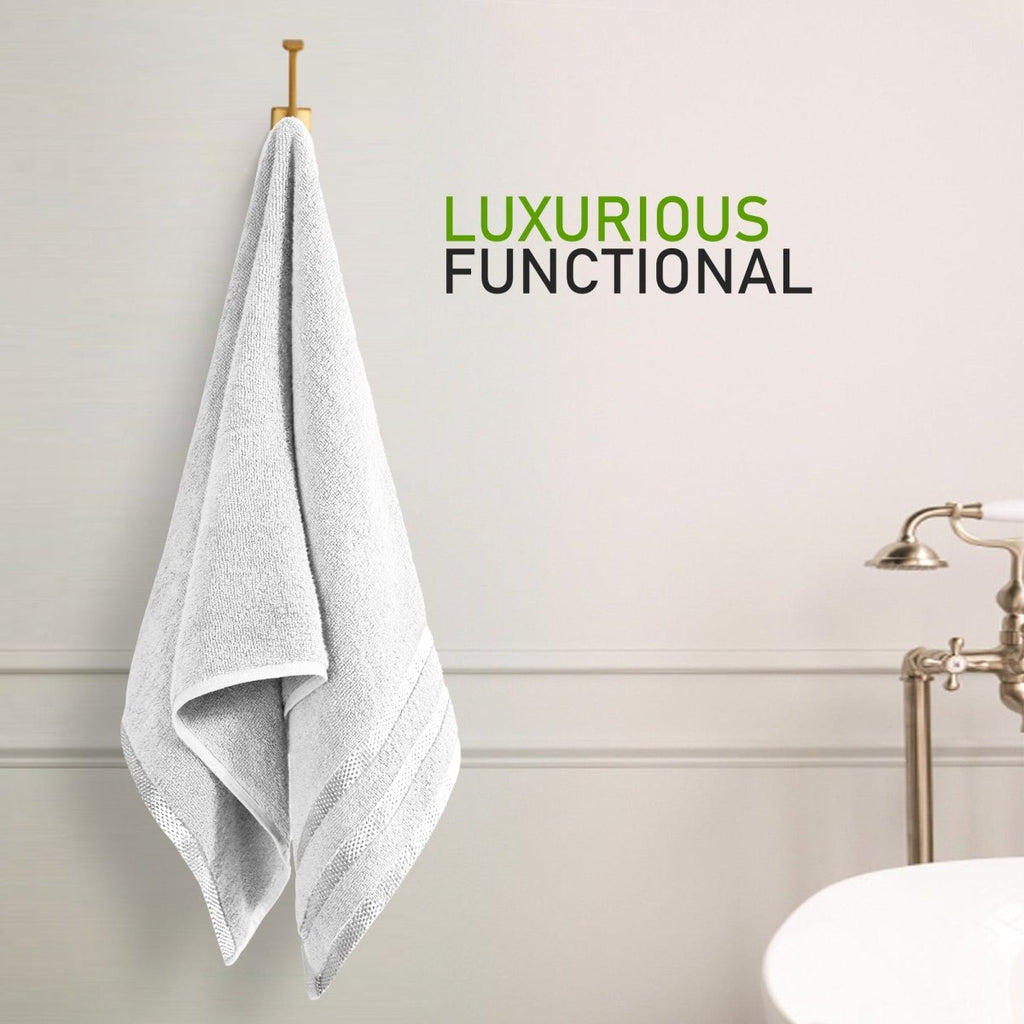 OLIVIA ROCCO Belmont Viscose Stripe White Towels 100% Cotton Hotel Quality Bath Towels - Joe’s Haven