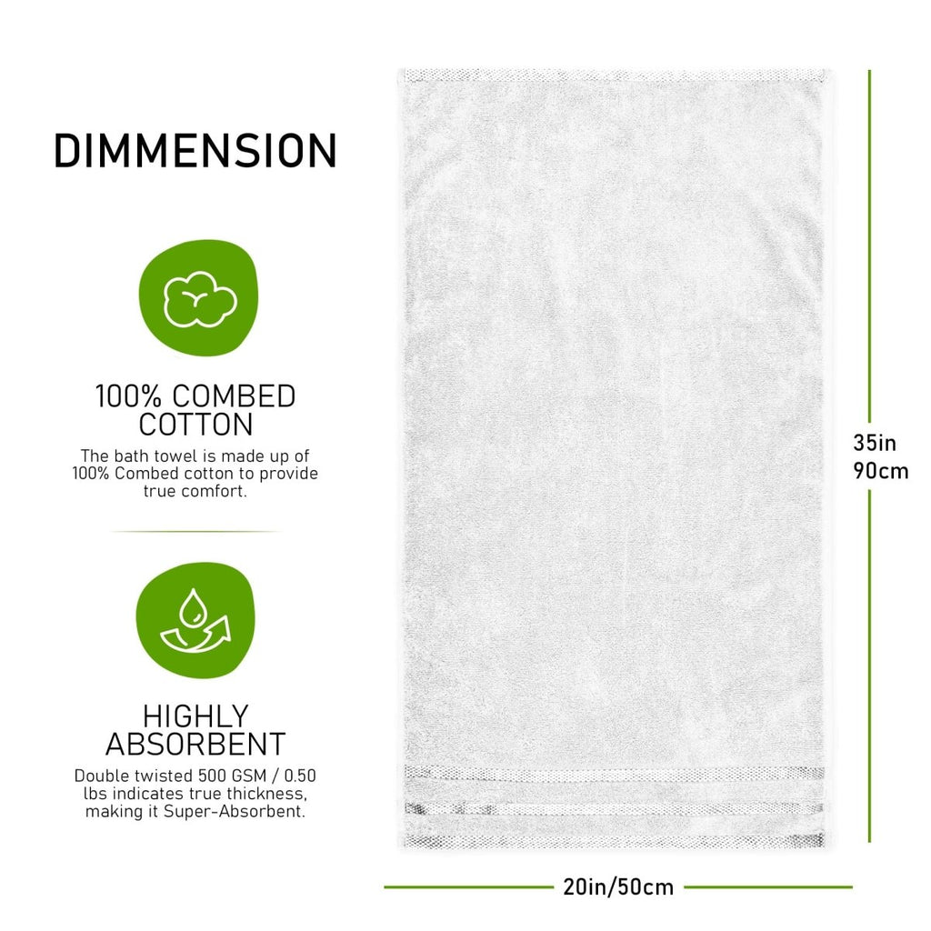 OLIVIA ROCCO Belmont Viscose Stripe White Towels 100% Cotton Hotel Quality Bath Towels - Joe’s Haven