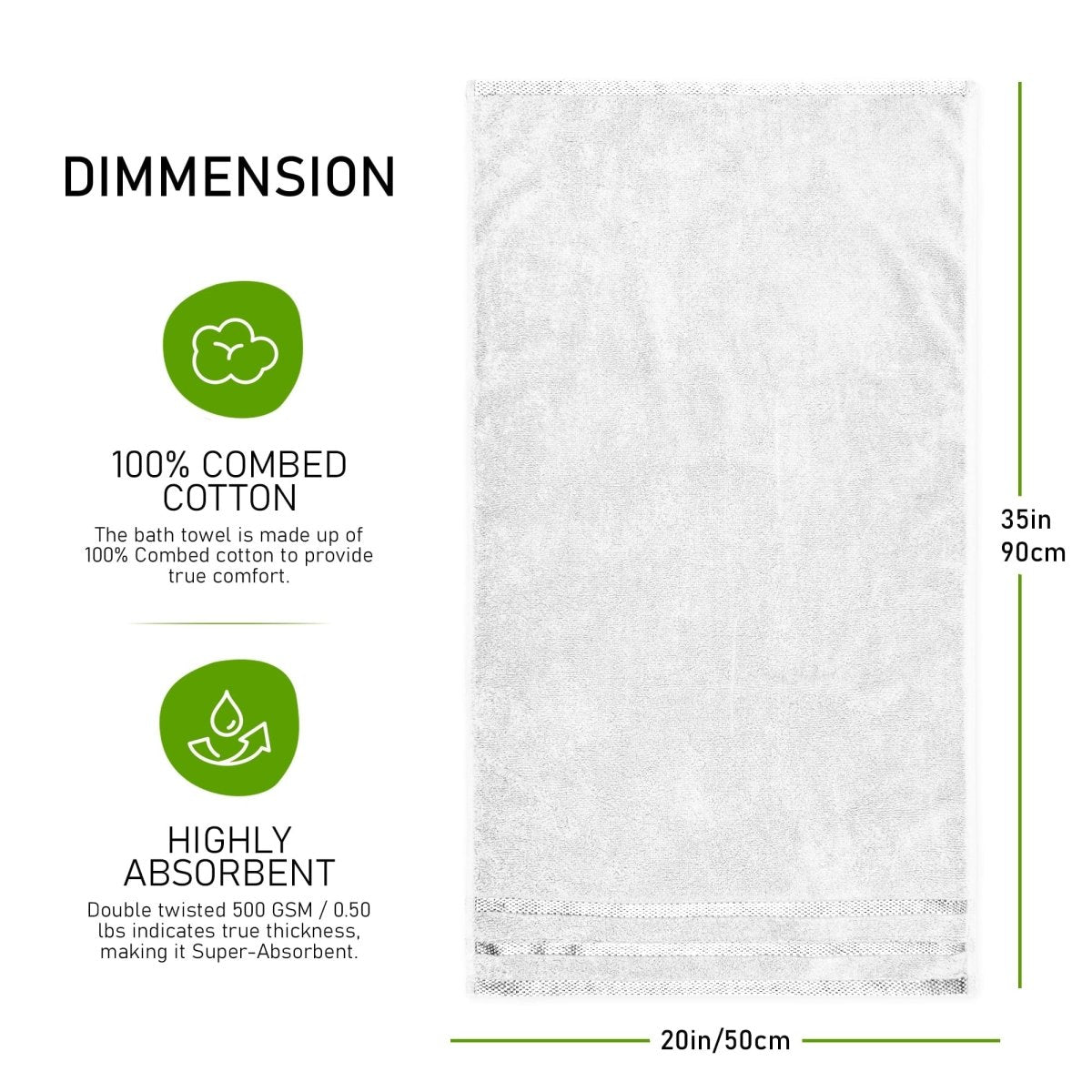 OLIVIA ROCCO Belmont Viscose Stripe White Towels 100% Cotton Hotel Quality Bath Towels - Joe’s Haven