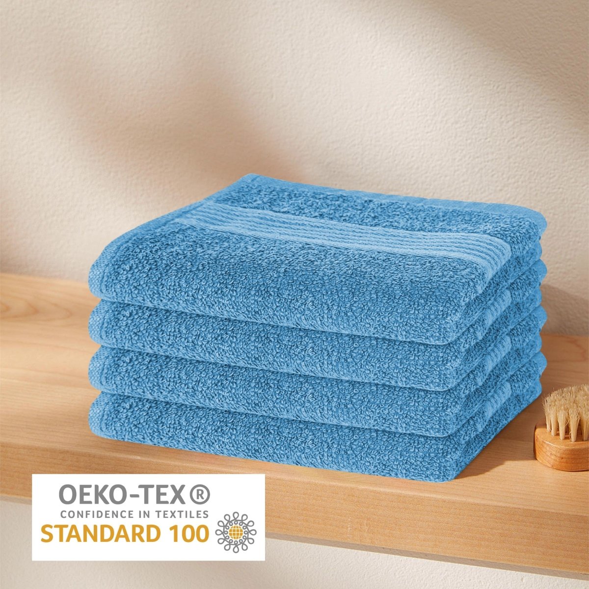 OLIVIA ROCCO Rhodes Towel Aqua 100% Cotton Hotel Quality Soft Super Absorbent Hand Towels - Joe’s Haven