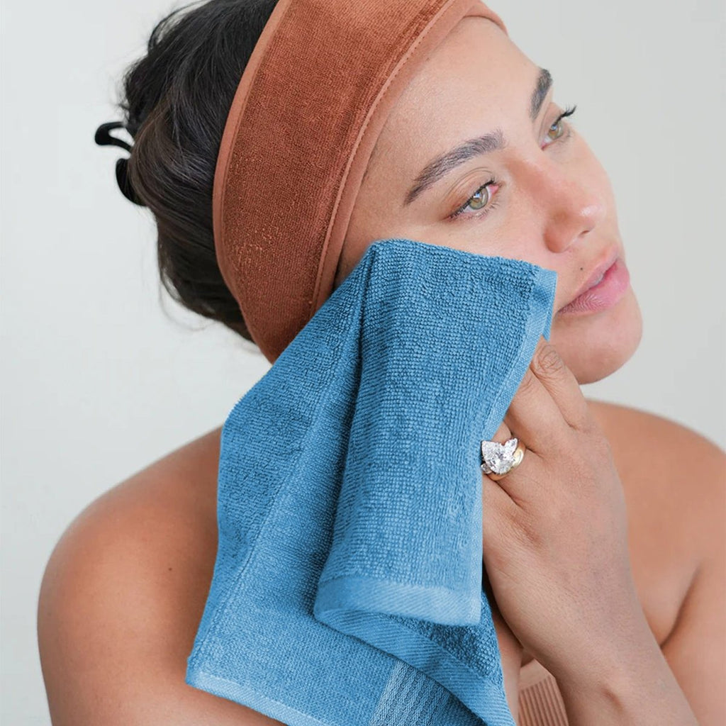 OLIVIA ROCCO Rhodes Towel Aqua 100% Cotton Hotel Quality Soft Super Absorbent Hand Towels - Joe’s Haven