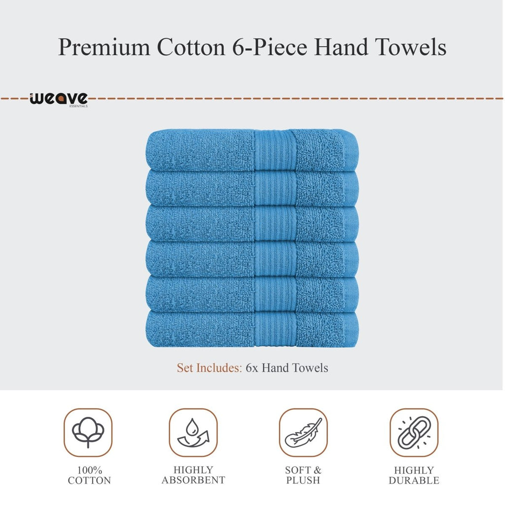 OLIVIA ROCCO Rhodes Towel Aqua 100% Cotton Hotel Quality Soft Super Absorbent Hand Towels - Joe’s Haven
