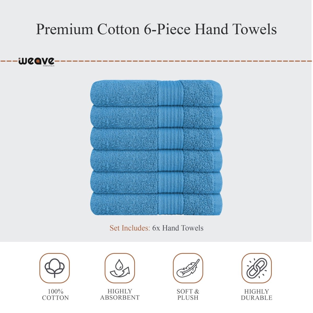 OLIVIA ROCCO Rhodes Towel Aqua 100% Cotton Hotel Quality Soft Super Absorbent Hand Towels - Joe’s Haven