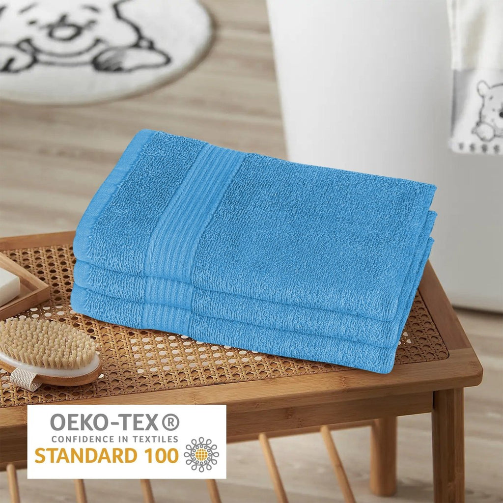 OLIVIA ROCCO Rhodes Towel Aqua 100% Cotton Hotel Quality Soft Super Absorbent Hand Towels - Joe’s Haven