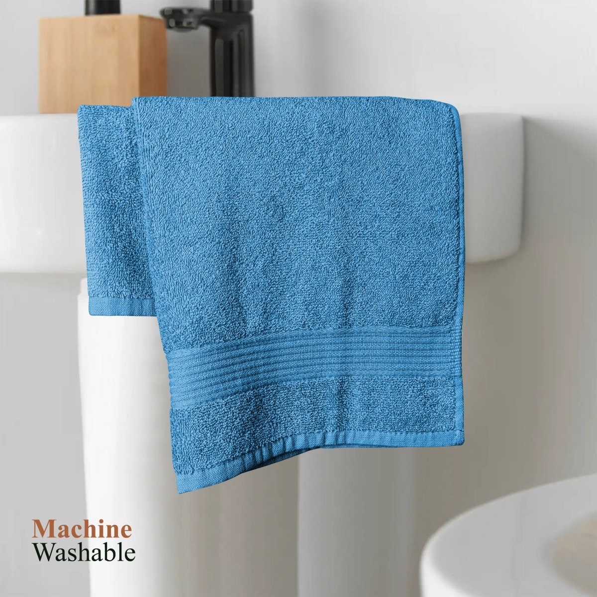 OLIVIA ROCCO Rhodes Towel Aqua 100% Cotton Hotel Quality Soft Super Absorbent Hand Towels - Joe’s Haven