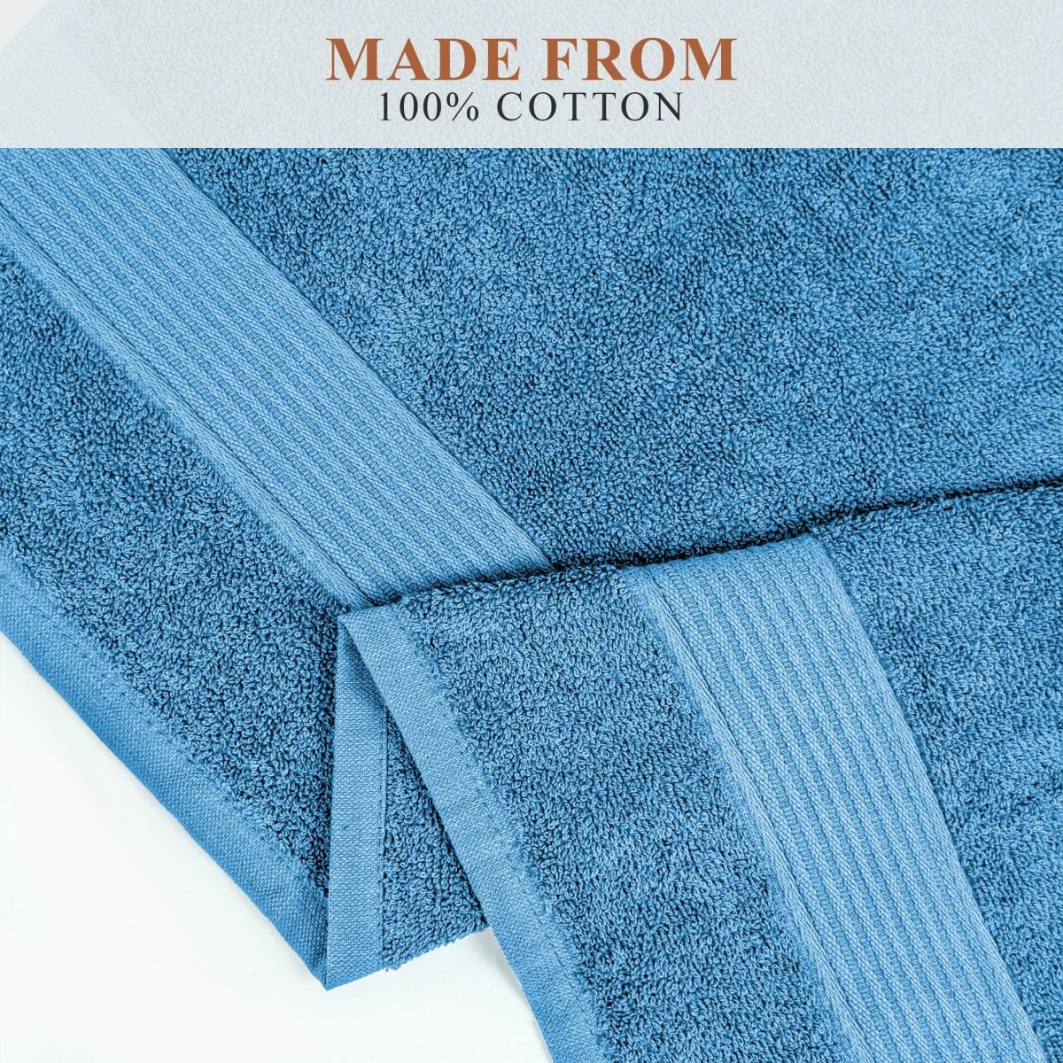 OLIVIA ROCCO Rhodes Towel Aqua 100% Cotton Hotel Quality Soft Super Absorbent Hand Towels - Joe’s Haven