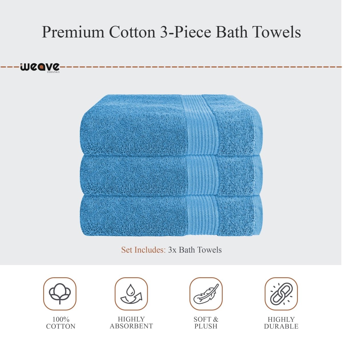 OLIVIA ROCCO Rhodes Towel Aqua 100% Cotton Hotel Quality Soft Super Absorbent Hand Towels - Joe’s Haven