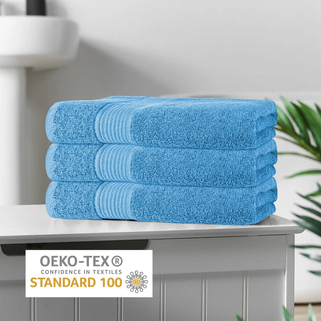 OLIVIA ROCCO Rhodes Towel Aqua 100% Cotton Hotel Quality Soft Super Absorbent Hand Towels - Joe’s Haven
