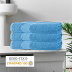 OLIVIA ROCCO Rhodes Towel Aqua 100% Cotton Hotel Quality Soft Super Absorbent Hand Towels - Joe’s Haven