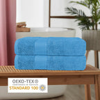 OLIVIA ROCCO Rhodes Towel Aqua 100% Cotton Hotel Quality Soft Super Absorbent Hand Towels - Joe’s Haven