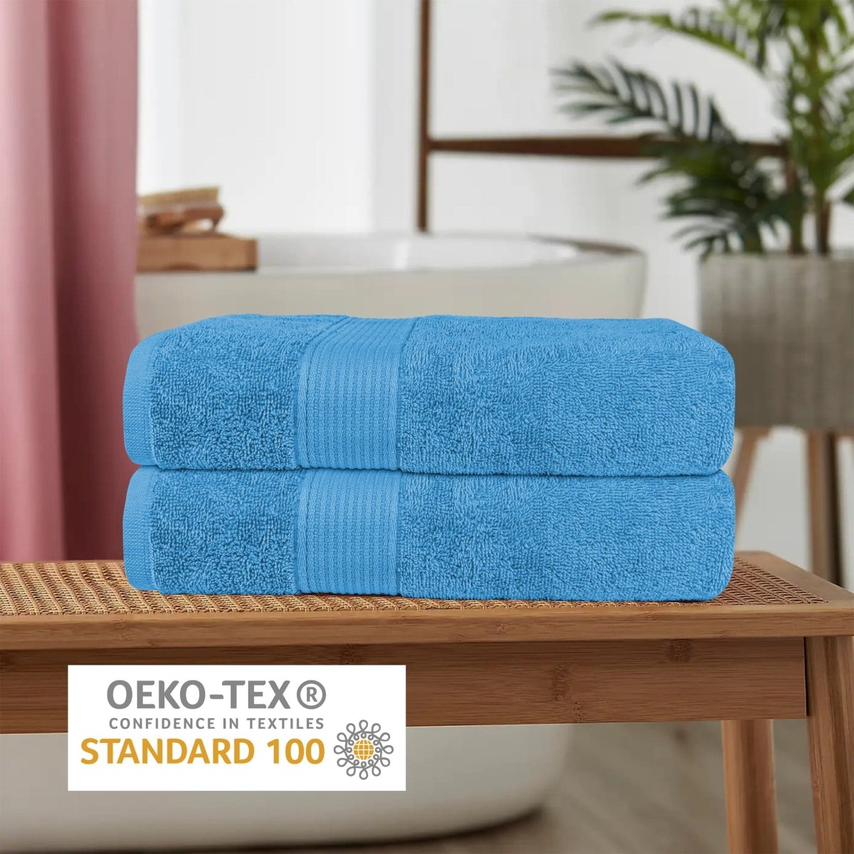 OLIVIA ROCCO Rhodes Towel Aqua 100% Cotton Hotel Quality Soft Super Absorbent Hand Towels - Joe’s Haven