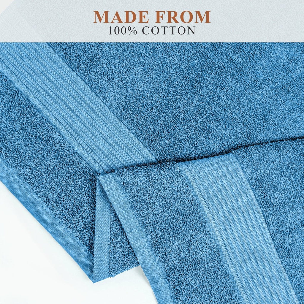 OLIVIA ROCCO Rhodes Towel Aqua 100% Cotton Hotel Quality Soft Super Absorbent Hand Towels - Joe’s Haven