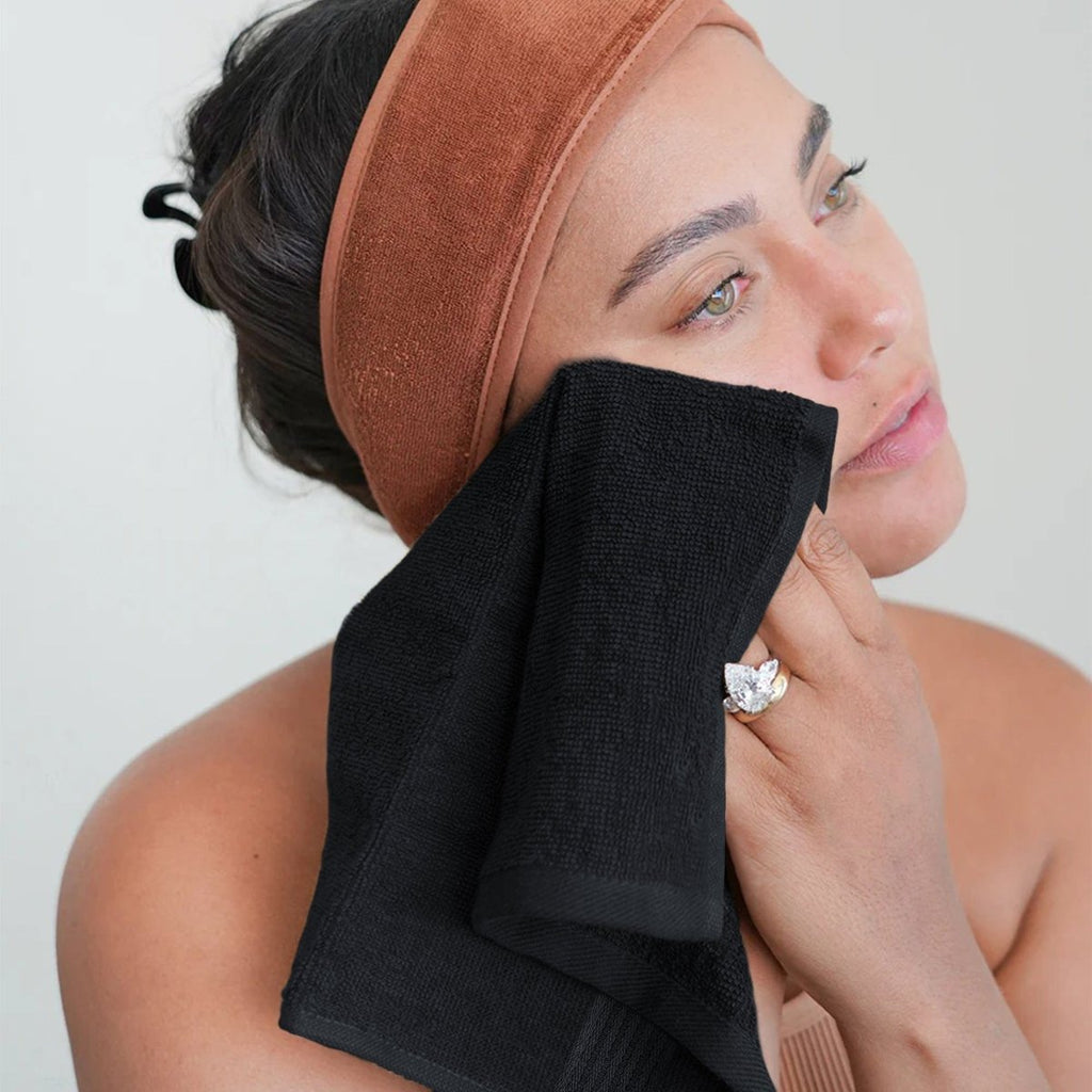 OLIVIA ROCCO Rhodes Towel Black 100% Cotton Hotel Quality Super Absorbent Hand Towels - Joe’s Haven