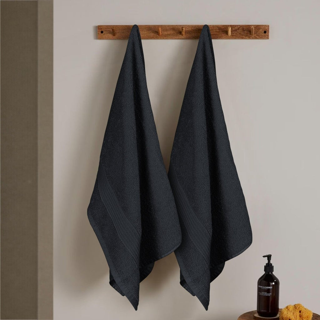 OLIVIA ROCCO Rhodes Towel Black 100% Cotton Hotel Quality Super Absorbent Hand Towels - Joe’s Haven