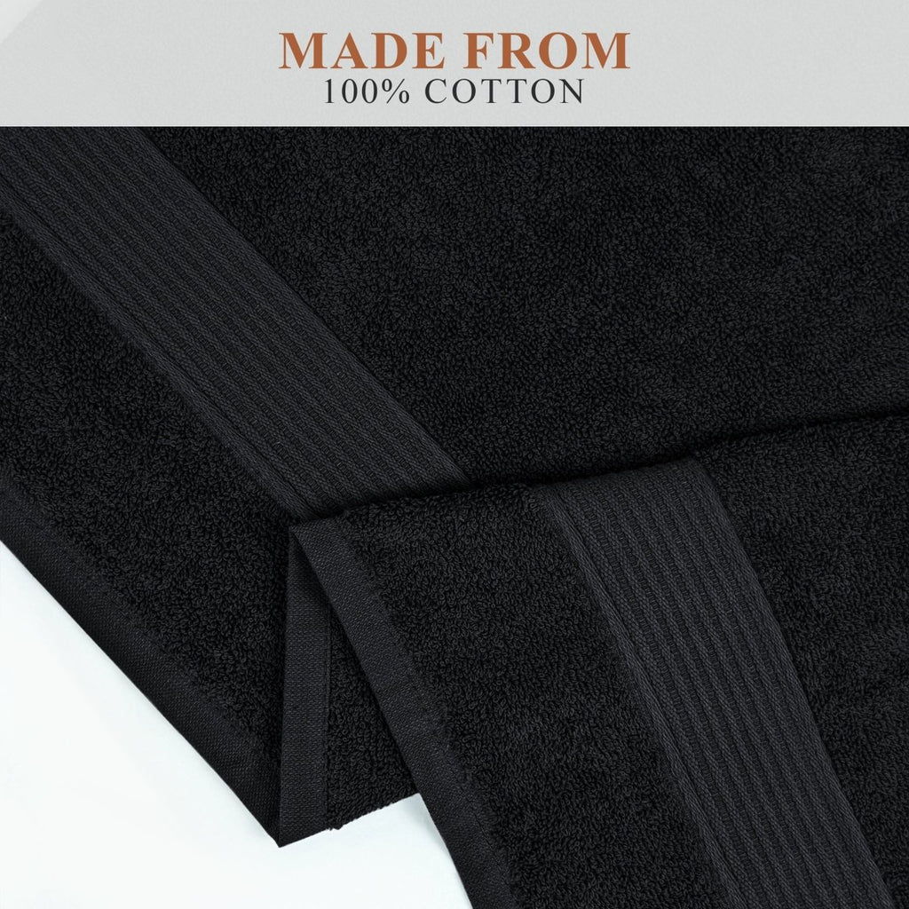 OLIVIA ROCCO Rhodes Towel Black 100% Cotton Hotel Quality Super Absorbent Hand Towels - Joe’s Haven