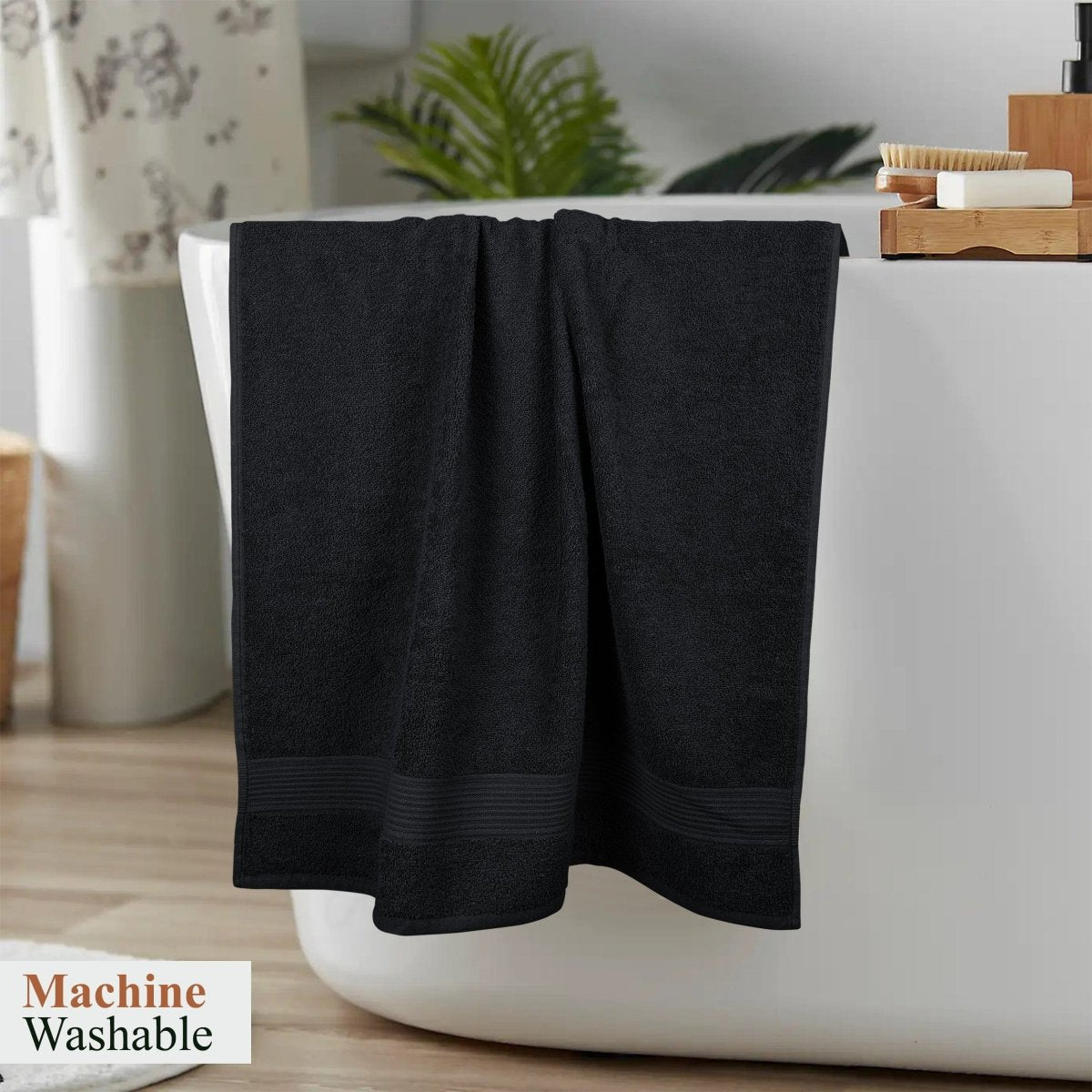 OLIVIA ROCCO Rhodes Towel Black 100% Cotton Hotel Quality Super Absorbent Hand Towels - Joe’s Haven