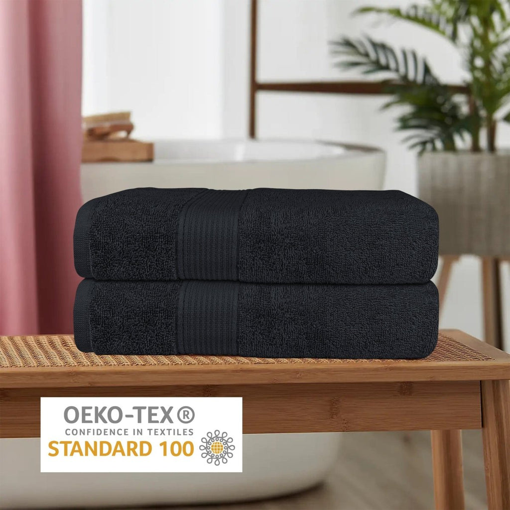 OLIVIA ROCCO Rhodes Towel Black 100% Cotton Hotel Quality Super Absorbent Hand Towels - Joe’s Haven