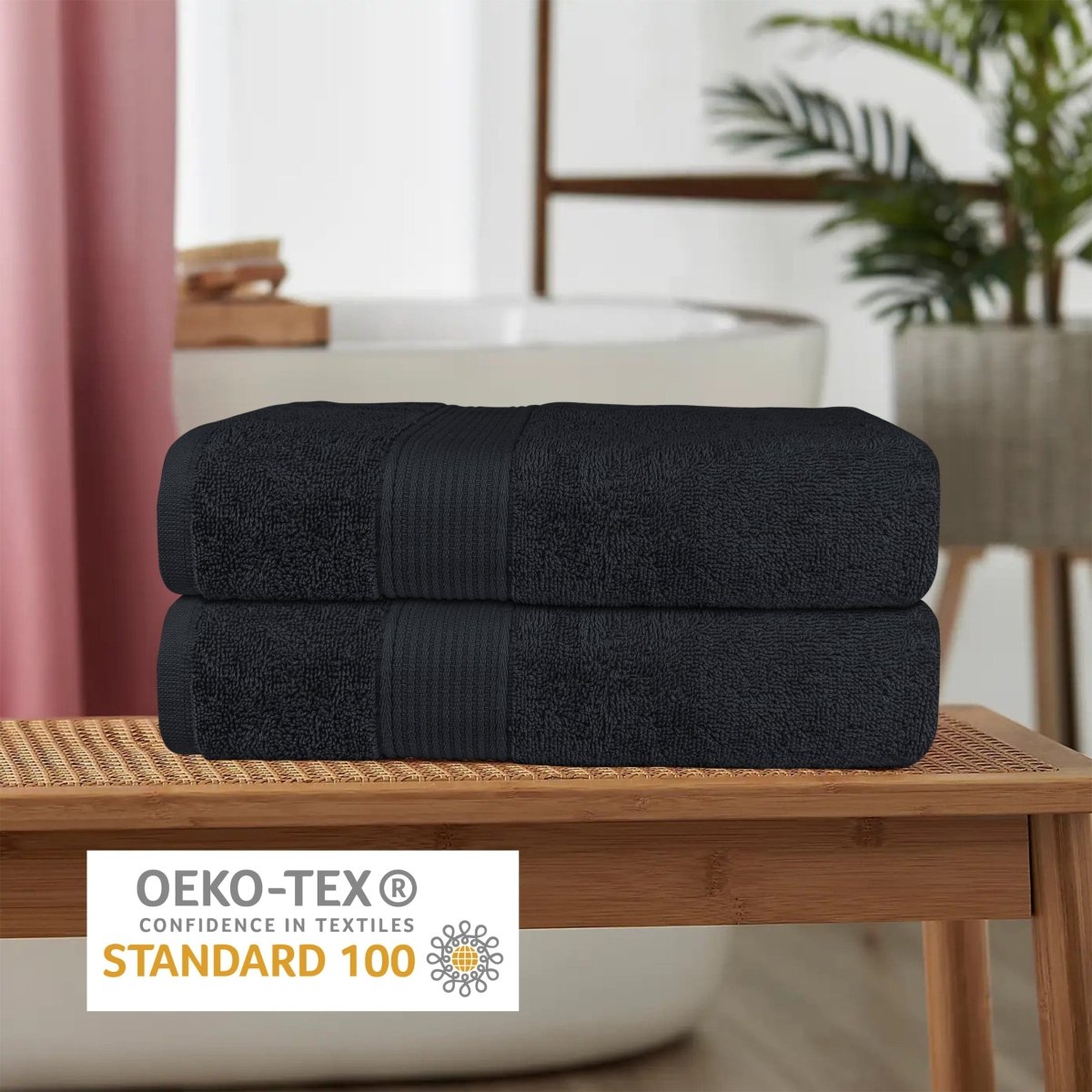 OLIVIA ROCCO Rhodes Towel Black 100% Cotton Hotel Quality Super Absorbent Hand Towels - Joe’s Haven