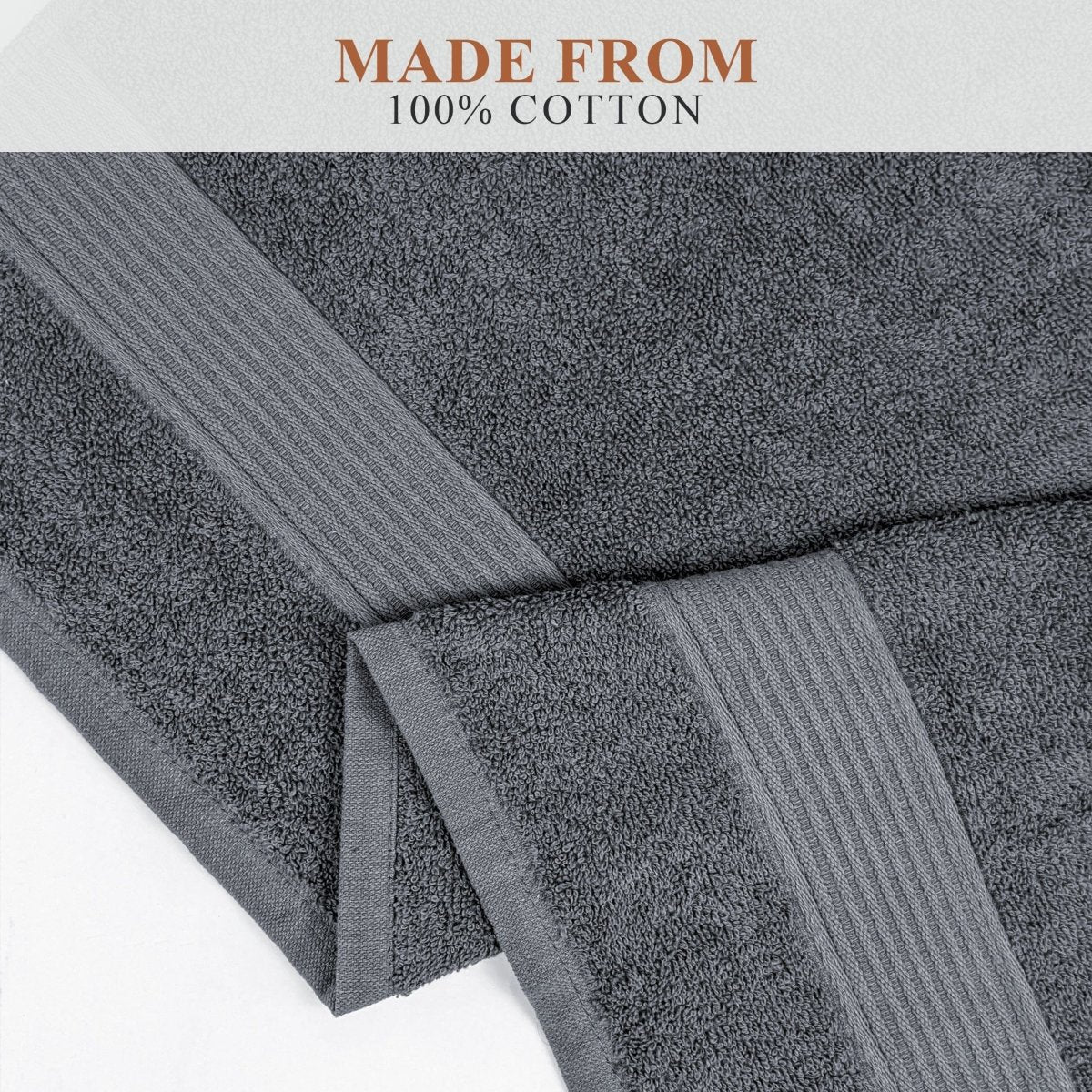 OLIVIA ROCCO Rhodes Towel Grey 100% Cotton Hotel Quality Soft Super Absorbent Hand Bath - Joe’s Haven