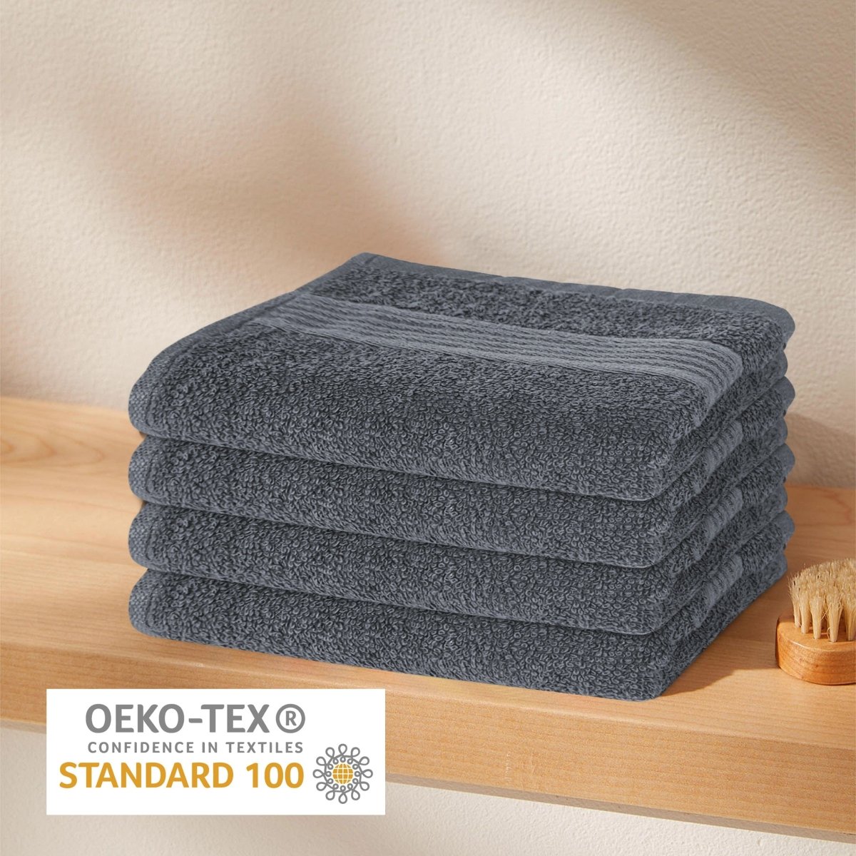 OLIVIA ROCCO Rhodes Towel Grey 100% Cotton Hotel Quality Soft Super Absorbent Hand Bath - Joe’s Haven
