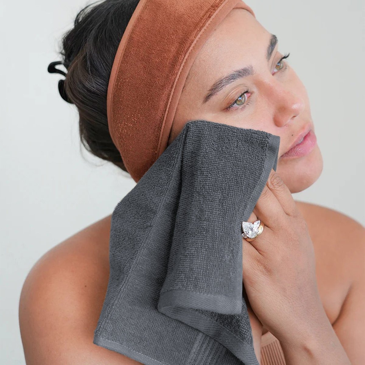 OLIVIA ROCCO Rhodes Towel Grey 100% Cotton Hotel Quality Soft Super Absorbent Hand Bath - Joe’s Haven