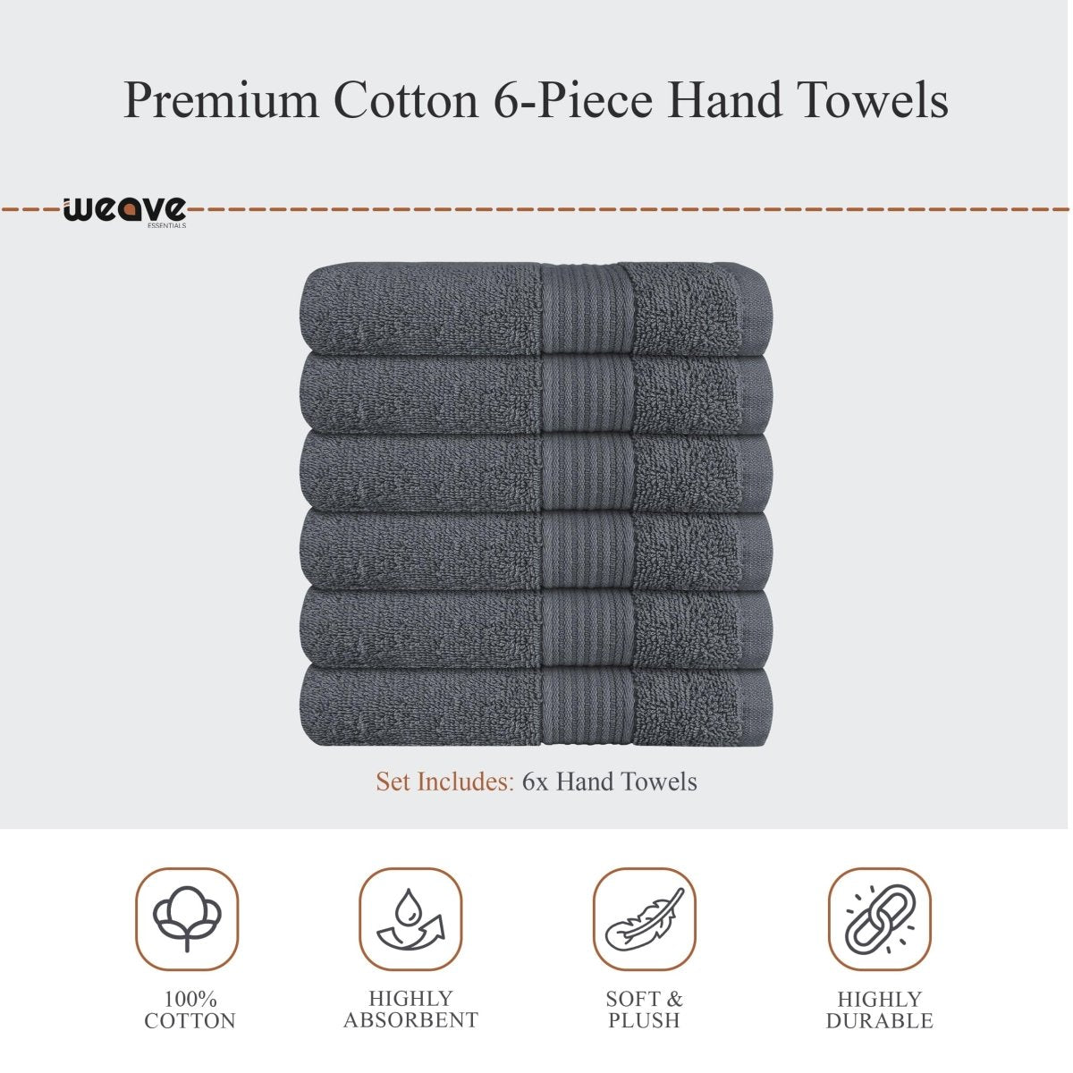 OLIVIA ROCCO Rhodes Towel Grey 100% Cotton Hotel Quality Soft Super Absorbent Hand Bath - Joe’s Haven