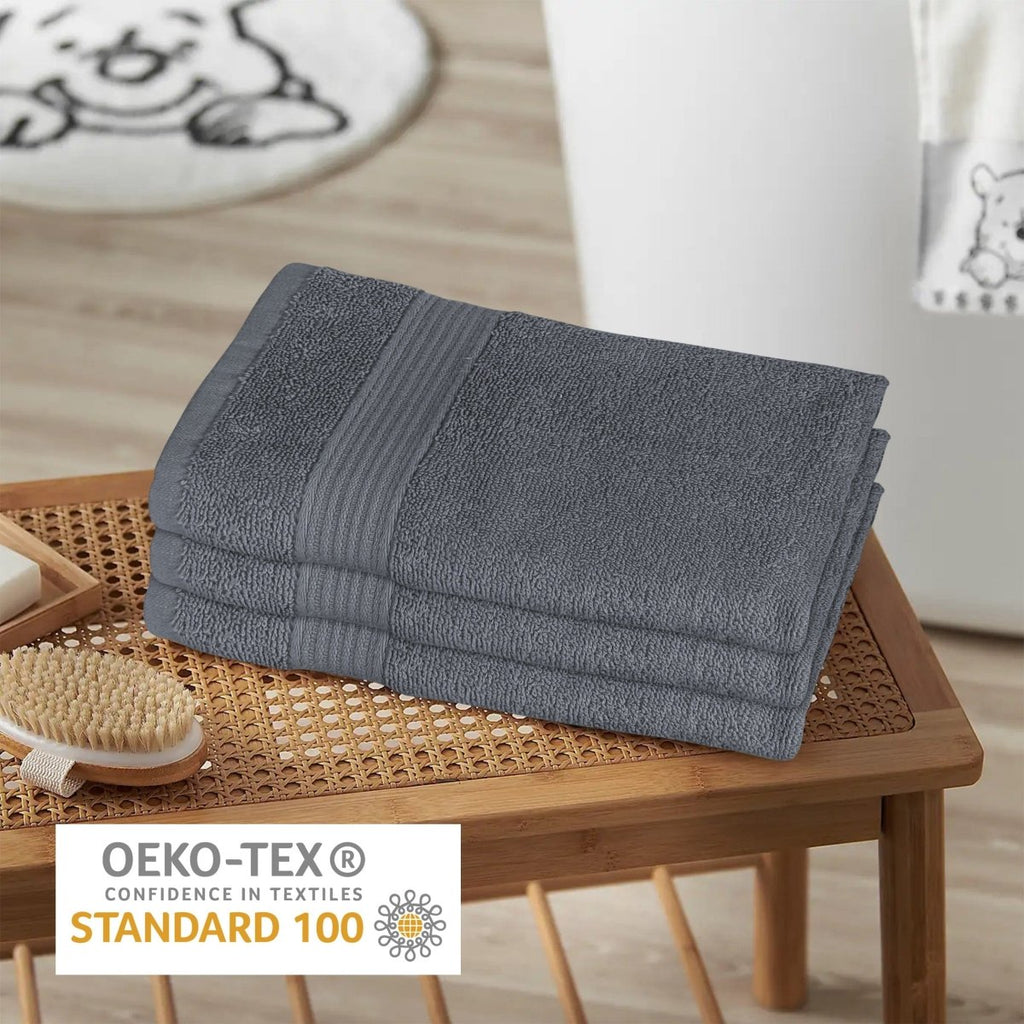 OLIVIA ROCCO Rhodes Towel Grey 100% Cotton Hotel Quality Soft Super Absorbent Hand Bath - Joe’s Haven