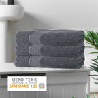 OLIVIA ROCCO Rhodes Towel Grey 100% Cotton Hotel Quality Soft Super Absorbent Hand Bath - Joe’s Haven
