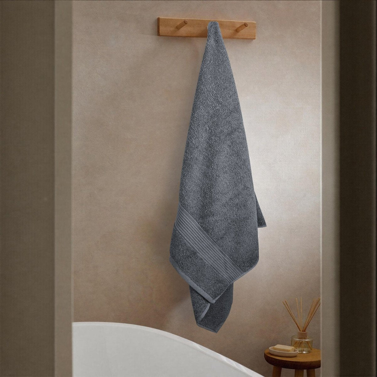 OLIVIA ROCCO Rhodes Towel Grey 100% Cotton Hotel Quality Soft Super Absorbent Hand Bath - Joe’s Haven