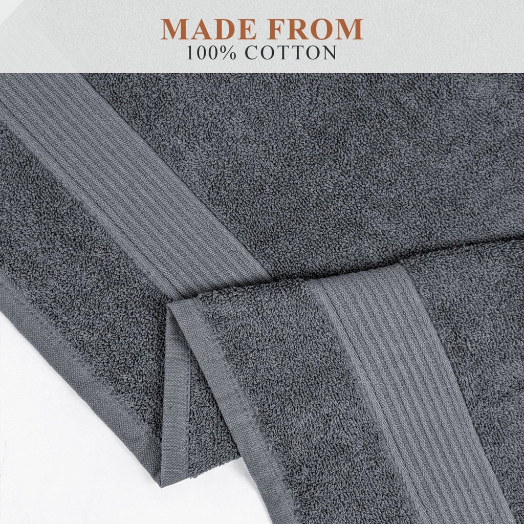 OLIVIA ROCCO Rhodes Towel Grey 100% Cotton Hotel Quality Soft Super Absorbent Hand Bath - Joe’s Haven
