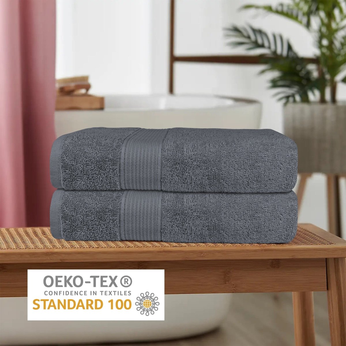 OLIVIA ROCCO Rhodes Towel Grey 100% Cotton Hotel Quality Soft Super Absorbent Hand Bath - Joe’s Haven