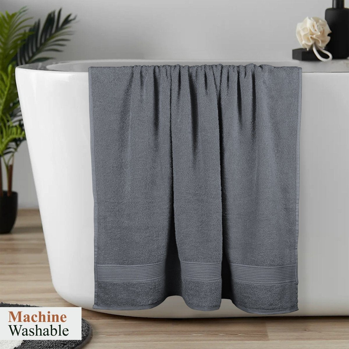 OLIVIA ROCCO Rhodes Towel Grey 100% Cotton Hotel Quality Soft Super Absorbent Hand Bath - Joe’s Haven