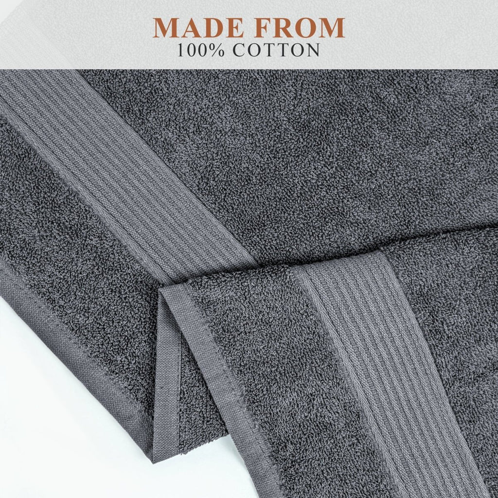 OLIVIA ROCCO Rhodes Towel Grey 100% Cotton Hotel Quality Soft Super Absorbent Hand Bath - Joe’s Haven