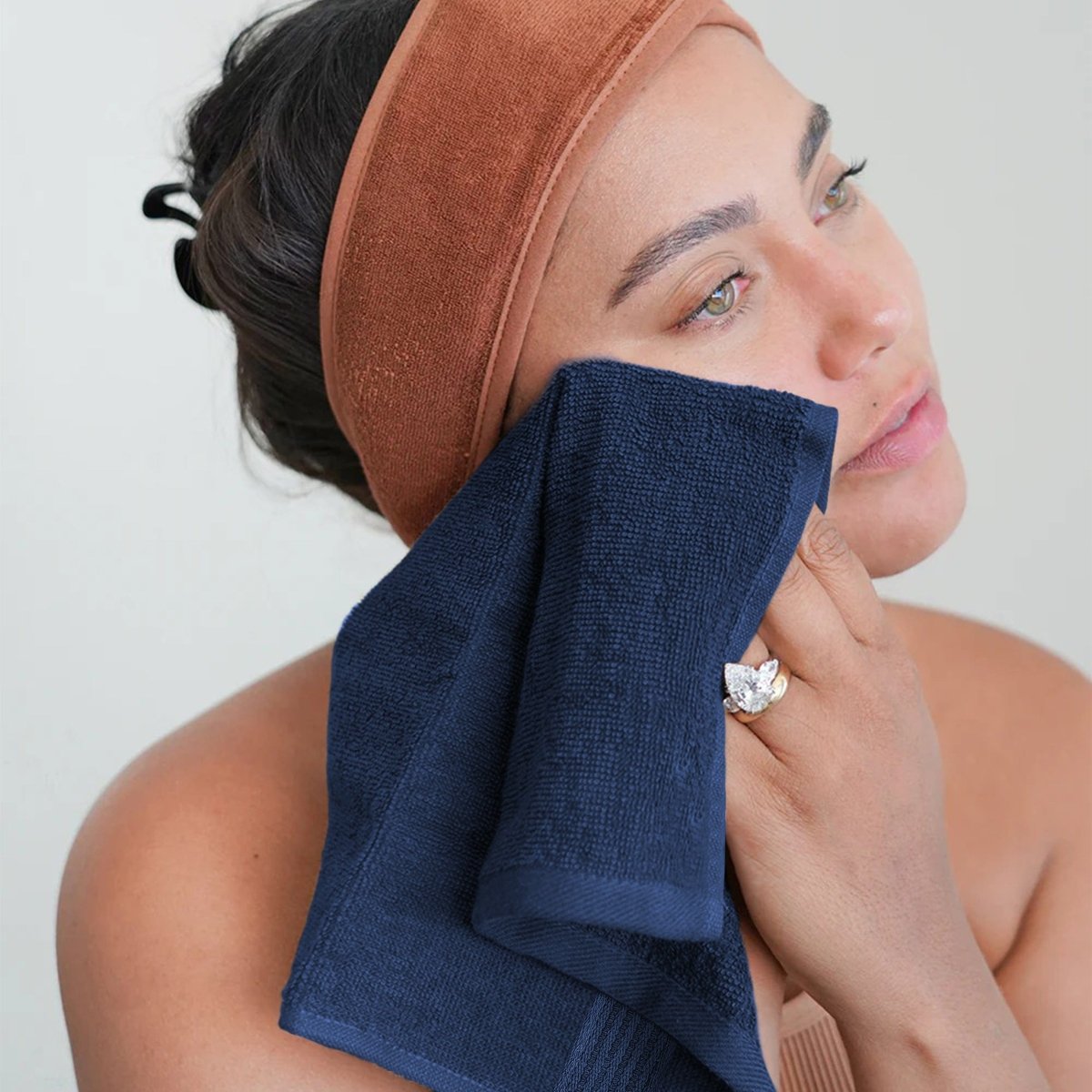 OLIVIA ROCCO Rhodes Towel Royal Blue 100% Cotton Hotel Quality Soft Super Absorbent Hand - Joe’s Haven