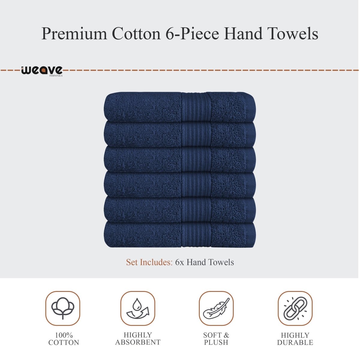 OLIVIA ROCCO Rhodes Towel Royal Blue 100% Cotton Hotel Quality Soft Super Absorbent Hand - Joe’s Haven