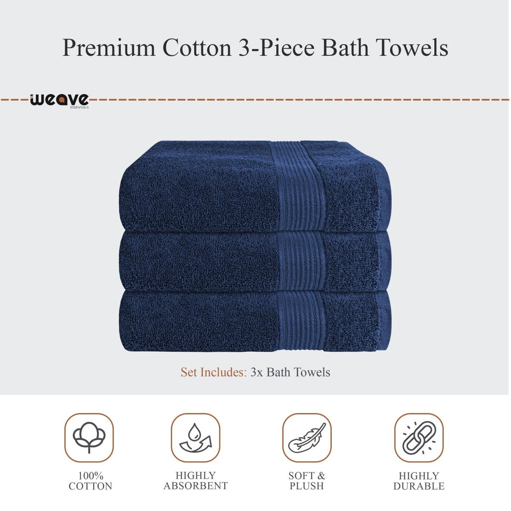 OLIVIA ROCCO Rhodes Towel Royal Blue 100% Cotton Hotel Quality Soft Super Absorbent Hand - Joe’s Haven