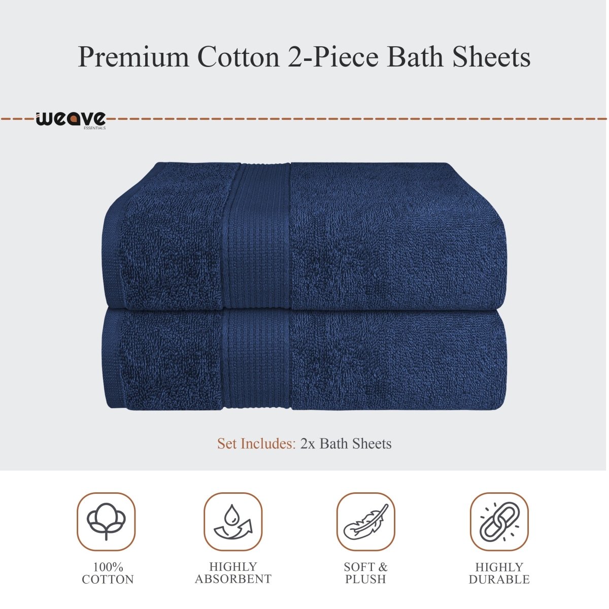 OLIVIA ROCCO Rhodes Towel Royal Blue 100% Cotton Hotel Quality Soft Super Absorbent Hand - Joe’s Haven