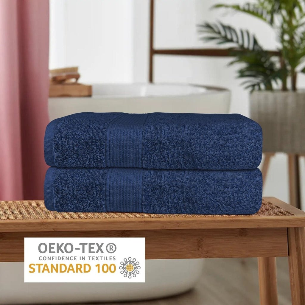 OLIVIA ROCCO Rhodes Towel Royal Blue 100% Cotton Hotel Quality Soft Super Absorbent Hand - Joe’s Haven