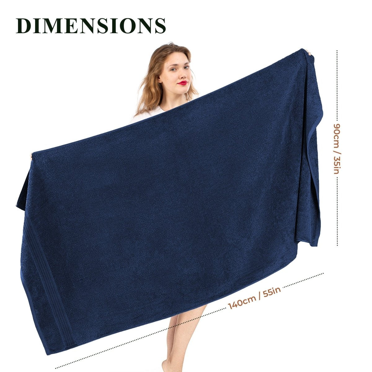 OLIVIA ROCCO Rhodes Towel Royal Blue 100% Cotton Hotel Quality Soft Super Absorbent Hand - Joe’s Haven