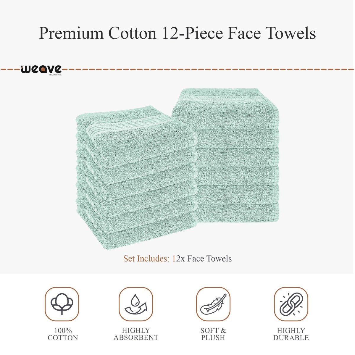 OLIVIA ROCCO Rhodes Towel Seafoam 100% Cotton Hotel Quality Soft Super Absorbent Hand - Joe’s Haven