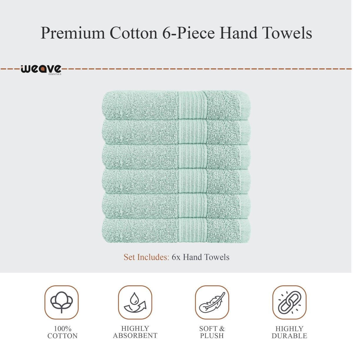 OLIVIA ROCCO Rhodes Towel Seafoam 100% Cotton Hotel Quality Soft Super Absorbent Hand - Joe’s Haven