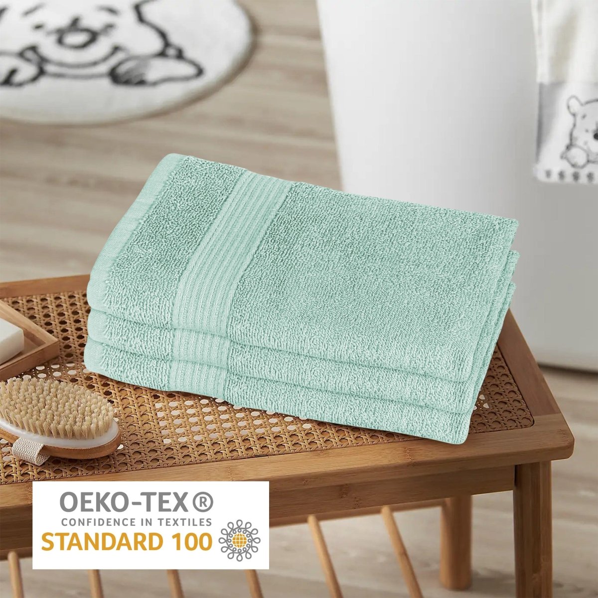 OLIVIA ROCCO Rhodes Towel Seafoam 100% Cotton Hotel Quality Soft Super Absorbent Hand - Joe’s Haven