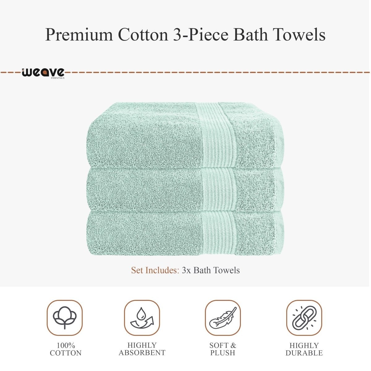 OLIVIA ROCCO Rhodes Towel Seafoam 100% Cotton Hotel Quality Soft Super Absorbent Hand - Joe’s Haven