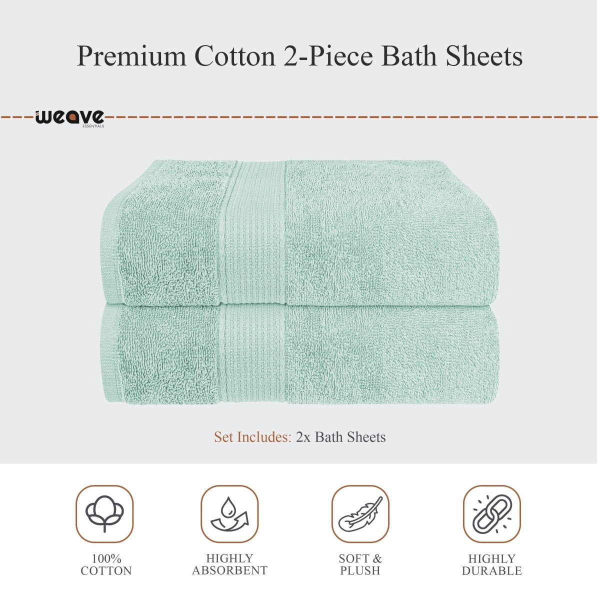 OLIVIA ROCCO Rhodes Towel Seafoam 100% Cotton Hotel Quality Soft Super Absorbent Hand - Joe’s Haven