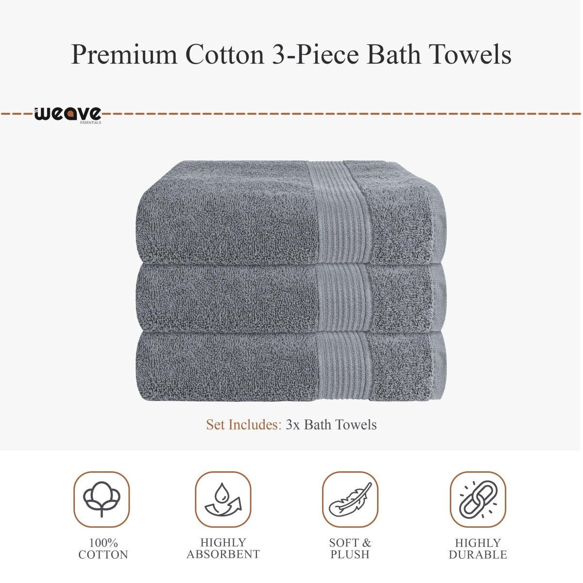 OLIVIA ROCCO Rhodes Towel Silver 100% Cotton Hotel Quality Soft And Ultra Absorbent Hand - Joe’s Haven