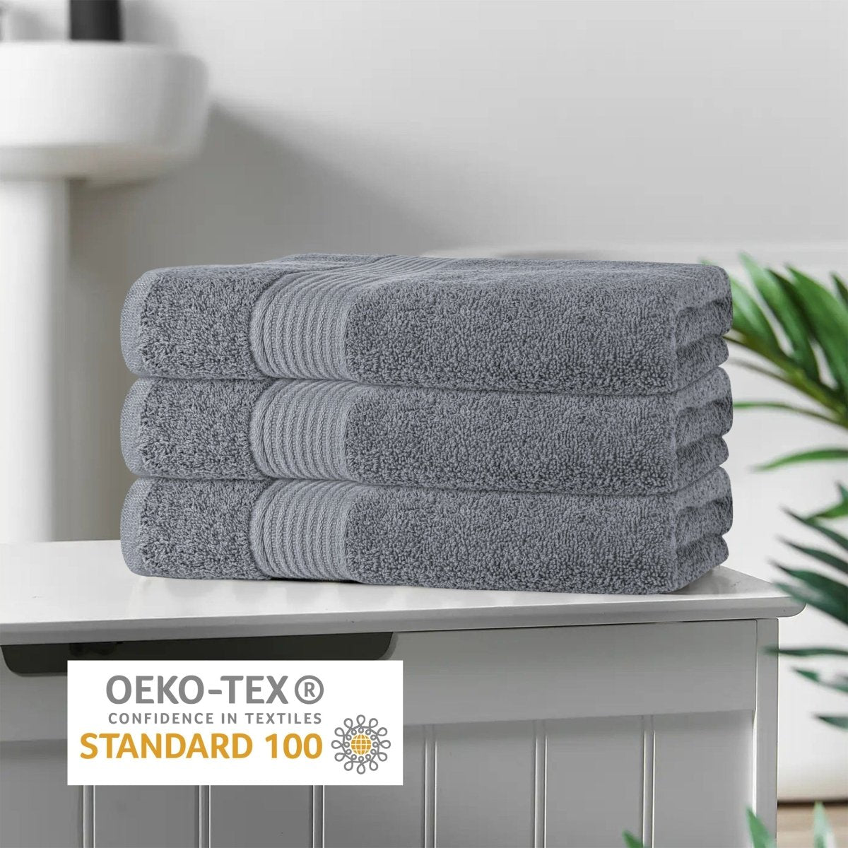 OLIVIA ROCCO Rhodes Towel Silver 100% Cotton Hotel Quality Soft And Ultra Absorbent Hand - Joe’s Haven