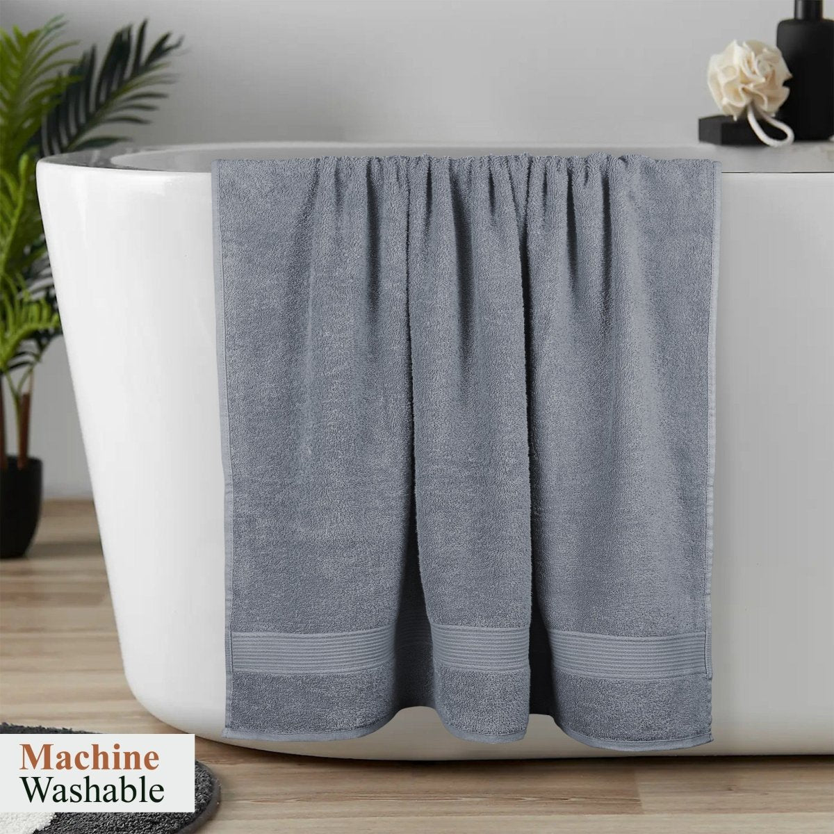 OLIVIA ROCCO Rhodes Towel Silver 100% Cotton Hotel Quality Soft And Ultra Absorbent Hand - Joe’s Haven